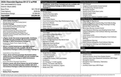 Black 2026 Chevrolet Equinox EV LT