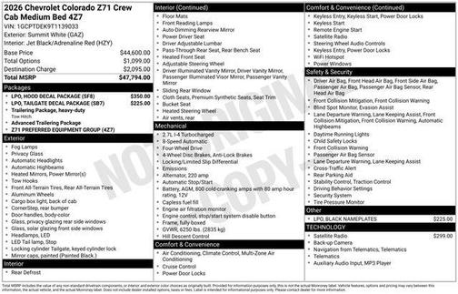 Summit White 2026 Chevrolet Colorado Z71