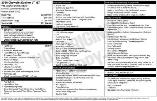Summit White 2026 Chevrolet Equinox 1LT
