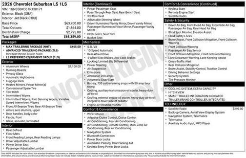 Black 2026 Chevrolet Suburban LS