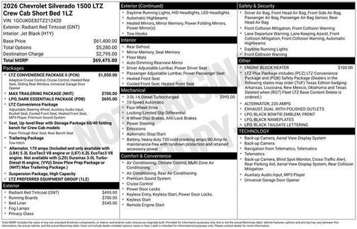 Radiant Red Tintcoat 2026 Chevrolet Silverado 1500 LTZ