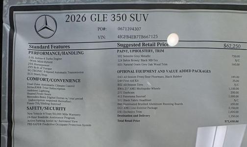 Selenite Grey Metallic 2026 Mercedes-Benz GLE 350 Base