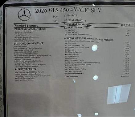 Polar White 2026 Mercedes-Benz GLS 450 4MATIC