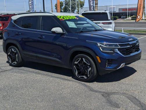 Dark Ocean Blue/White Roof 2024 Kia Seltos SX Turbo