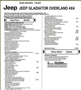 2020 Jeep Gladiator Overland