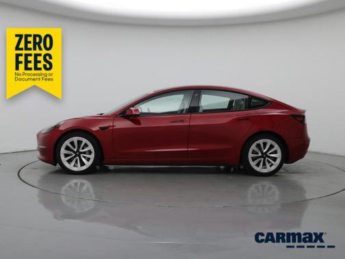 Red 2021 Tesla Model 3 Long Range