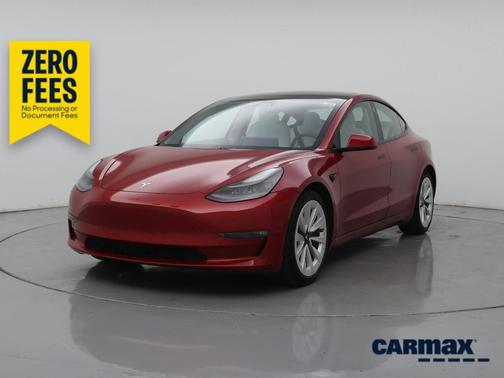 Red 2021 Tesla Model 3 Long Range