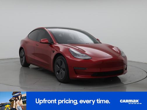 Red 2021 Tesla Model 3 Standard Range Plus