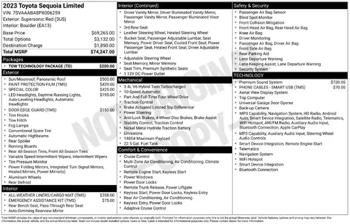 Red 2023 Toyota Sequoia Limited