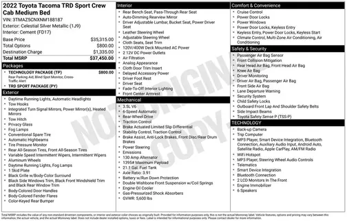 Silver 2022 Toyota Tacoma TRD Sport