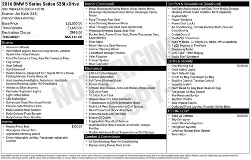 Black 2016 BMW 528 528i xDrive