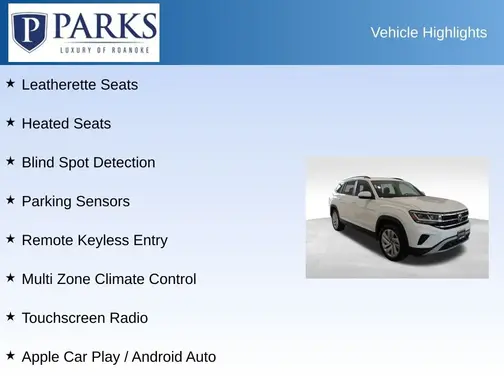 White 2021 Volkswagen Atlas 3.6L V6 SE w/Technology