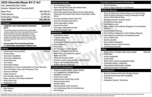 Radiant Red Tintcoat 2025 Chevrolet Blazer EV AWD LT