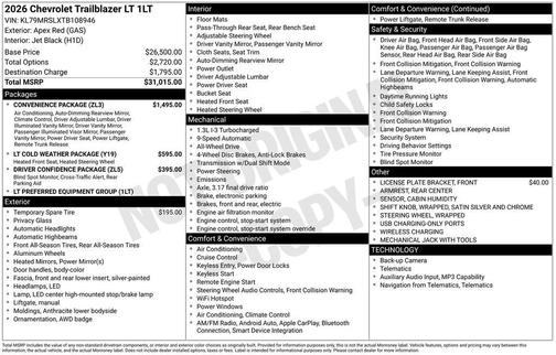 Apex Red 2026 Chevrolet Trailblazer LT