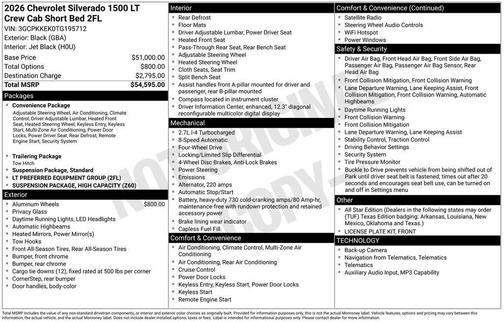 Black 2026 Chevrolet Silverado 1500 LT
