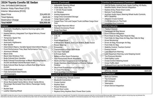 Red 2024 Toyota Corolla SE