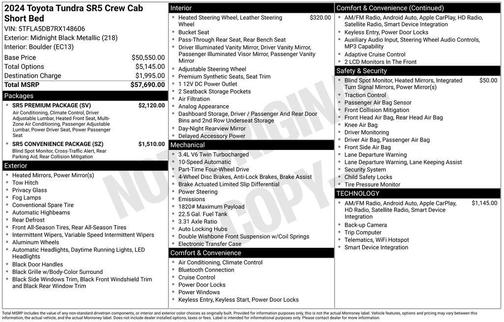 Black 2024 Toyota Tundra SR5