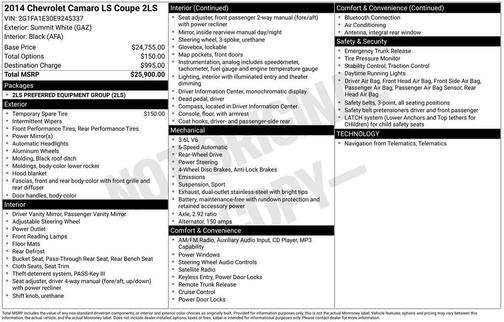 2014 Chevrolet Camaro 2LS