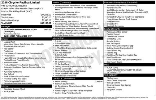 2018 Chrysler Pacifica Limited