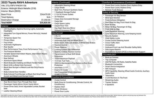 Midnight Black Metallic 2023 Toyota RAV4 Adventure