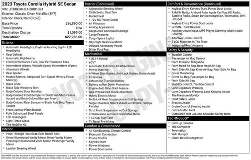 2023 Toyota Corolla Hybrid SE