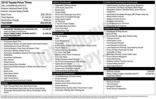 2018 Toyota Prius Three