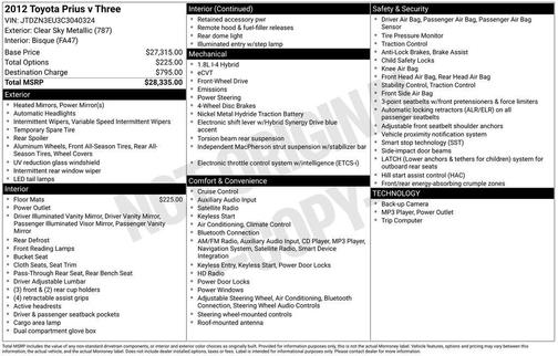 2012 Toyota Prius v Three