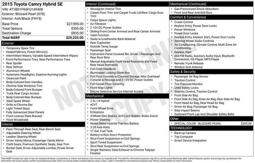2015 Toyota Camry Hybrid SE