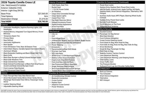 2026 Toyota Corolla Cross LE