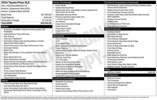 Red 2024 Toyota Prius XLE