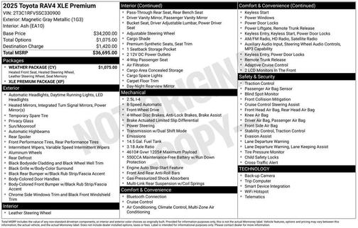 Magnetic Gray Metallic 2025 Toyota RAV4 XLE Premium