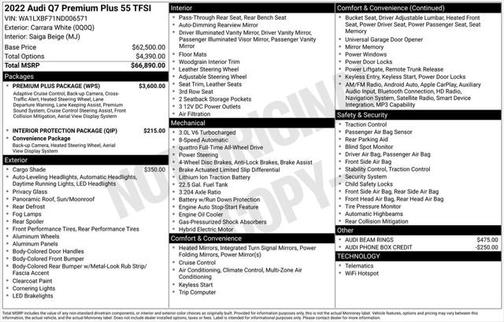 2022 Audi Q7 Premium Plus 55 TFSI quattro Tiptronic