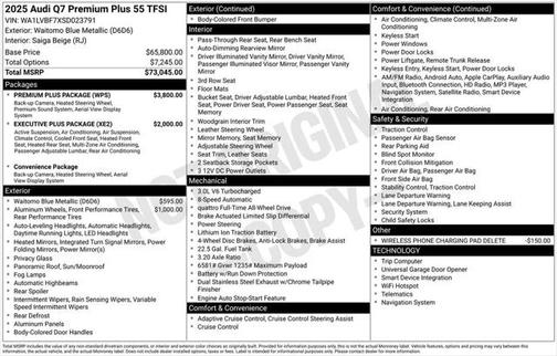 2025 Audi Q7 Premium Plus 55 TFSI quattro Tiptronic