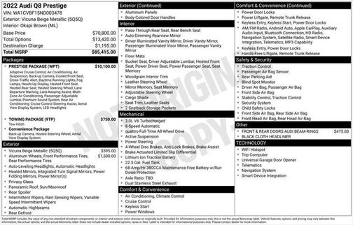 2022 Audi Q8 Prestige 55 TFSI quattro Tiptronic