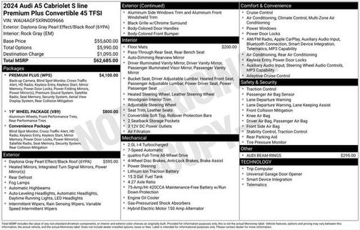 2024 Audi A5 Premium Plus 45 TFSI S line quattro S tronic