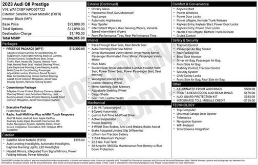 2023 Audi Q8 Prestige 55 TFSI quattro Tiptronic