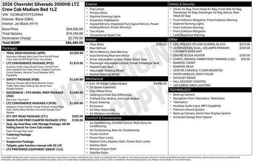 Black 2026 Chevrolet Silverado 3500 LTZ