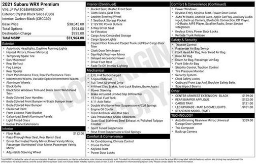 2021 Subaru WRX Premium