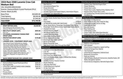 Diamond Black Crystal Pearlcoat 2024 RAM 2500 Laramie Crew Cab 4x4 6'4' Box