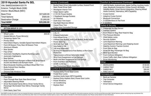 2019 Hyundai SANTA FE SEL 2.4