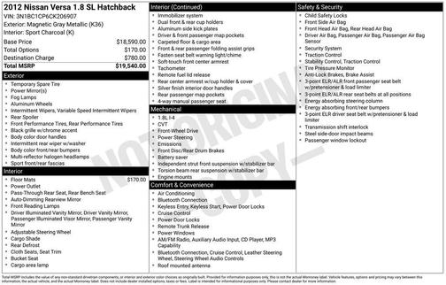2012 Nissan Versa 1.8 SL