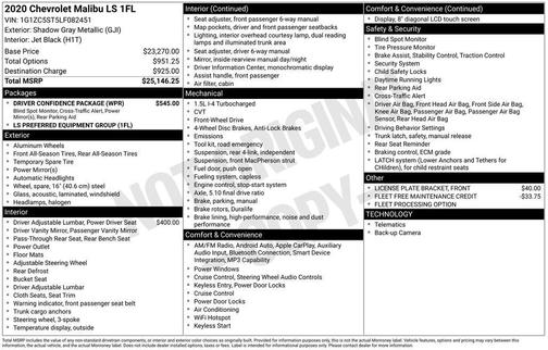 2020 Chevrolet Malibu 1LS