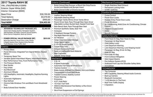 Super White 2017 Toyota RAV4 SE