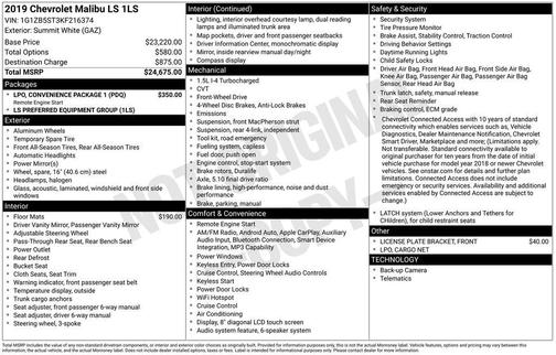 2019 Chevrolet Malibu 1LS