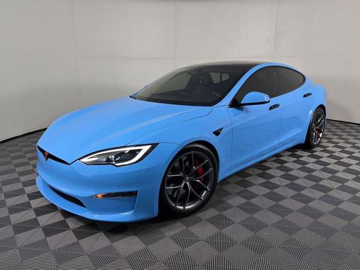 Mystic Miami Blue Wrap 2023 Tesla Model S Plaid