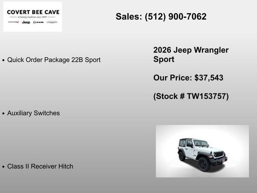 Bright White Clearcoat 2026 Jeep Wrangler Sport