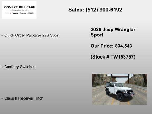 Bright White Clearcoat 2026 Jeep Wrangler Sport