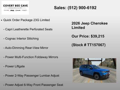 Hydro Blue Pearlcoat 2026 Jeep Cherokee Limited