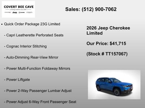 Hydro Blue Pearlcoat 2026 Jeep Cherokee Limited