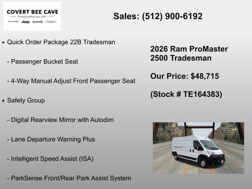 Bright White Clearcoat 2026 RAM ProMaster 2500 High Roof
